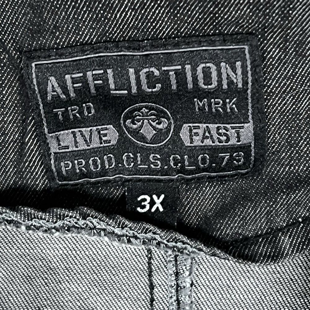Affliction Live Fast A73 Button Up Shirt Mens 3XL Distressed Diamond Stitch Y2K - Picture 3 of 15